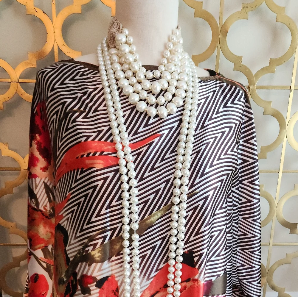 🦪Beige Pearlized Beaded Necklace & Earring Set - Picture 13 of 16